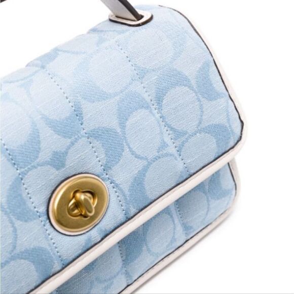 RETAIL Coach Denim Quilted Top Handle Bag- Light Chambray (Acid Wash Denim) - Picture 6 of 15